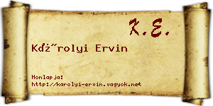 Károlyi Ervin névjegykártya