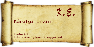Károlyi Ervin névjegykártya